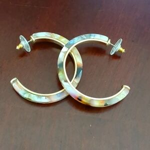 LOFT Multicolor Resin with Gold Back Hoop Earnings 1 & 3/4"